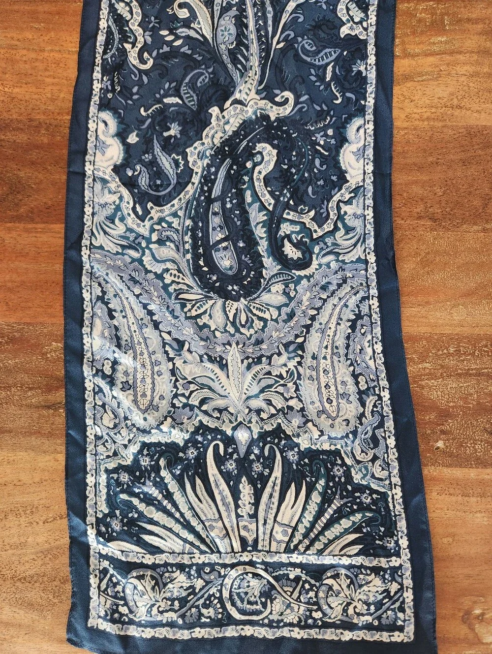 Lauren Ralph Lauren Navy and White Paisley Maxi Scarf